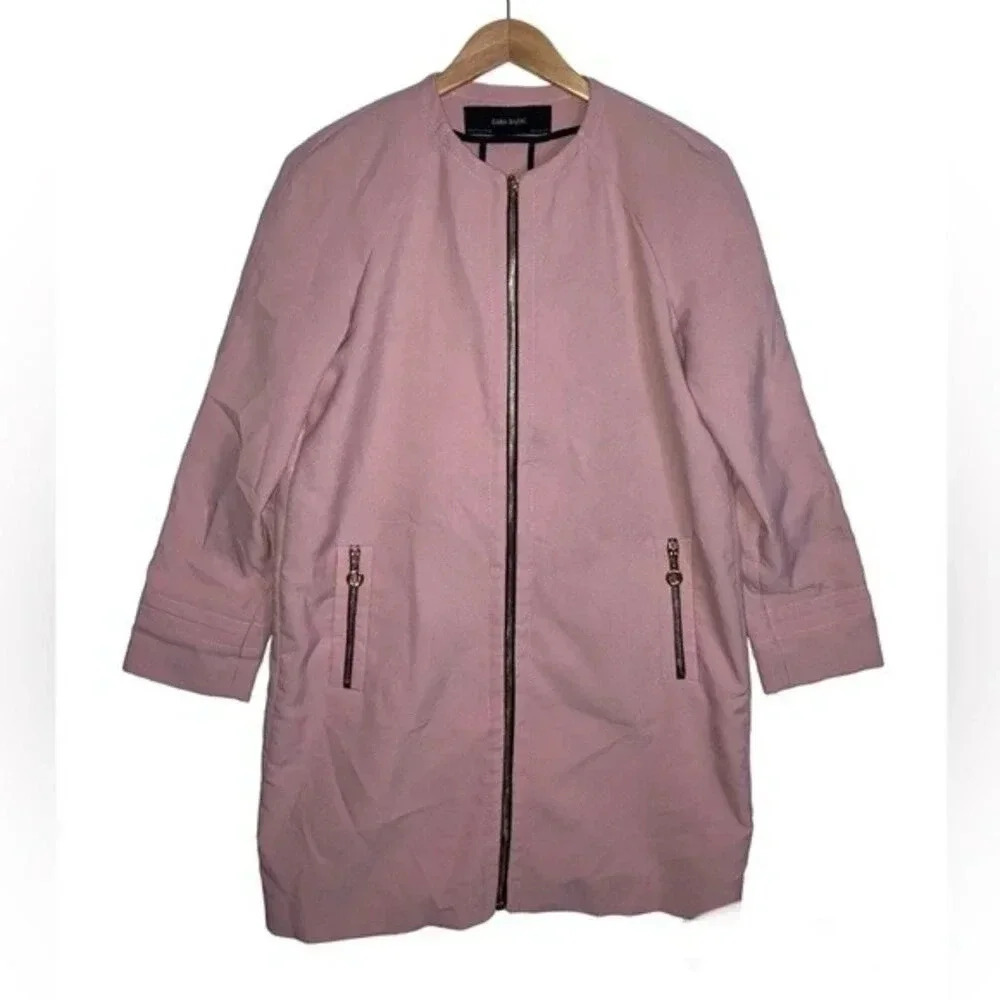 Zara Full Zip Peacoat Jacket Pink Size M